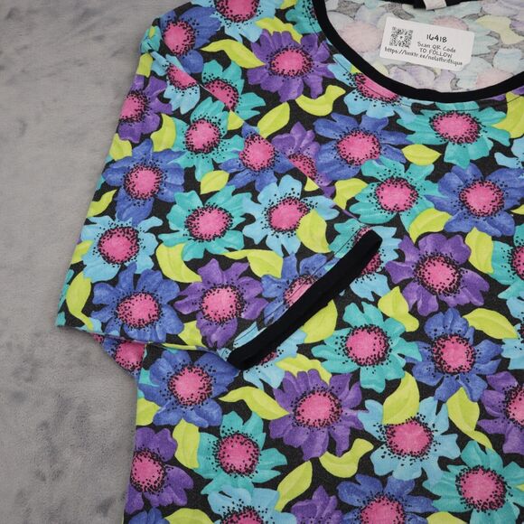 Lee Shirt Womens 2XL Multicolor Floral Short Sleeve Round Neck Casual Outwear - Picture 8 of 16